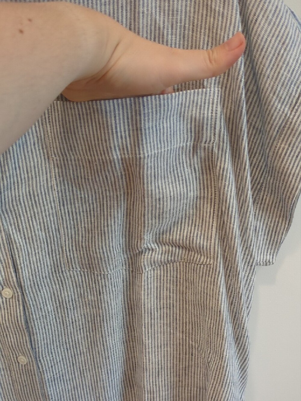 Coastal Minimal Preppy Classic Quince 100% Linen Stripe Camp Shirt Sz Lg Relaxed - Picture 4 of 6